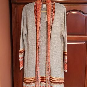 NWT long knit sweater with fringe